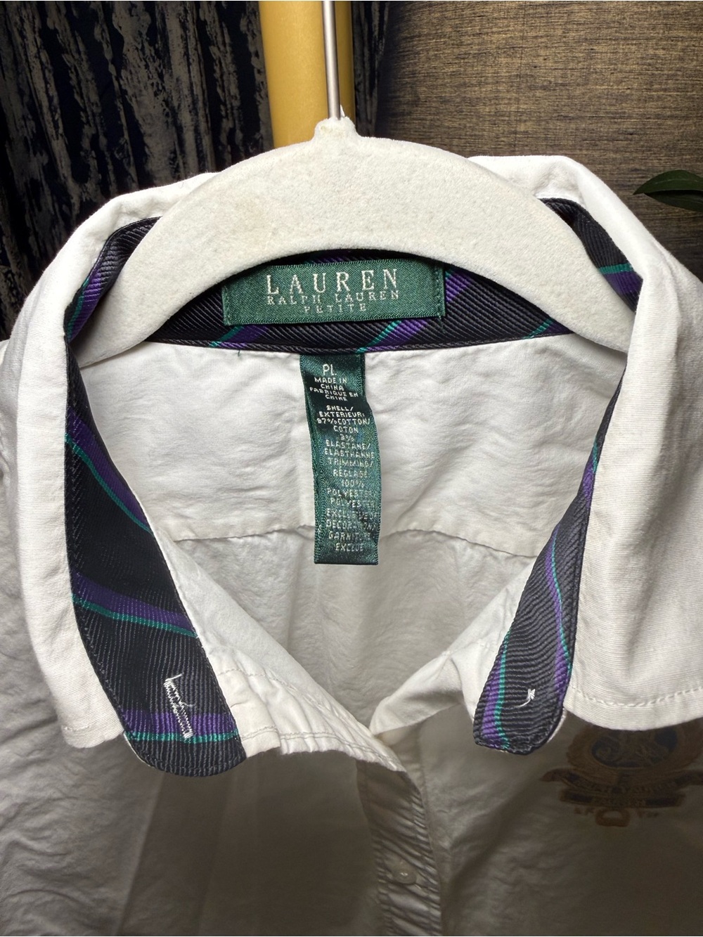 Lauren Ralph Lauren White Embroidered Crest Button-Down Shirt - Picture 2 of 5
